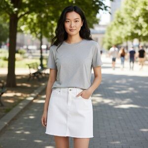 7 For All Mankind White Denim Mini Skirt